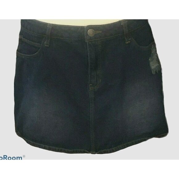 Selena Gomez Dream Out Loud Distressed Mini Jean Skirt Juniors Size 13 Blue - Picture 3 of 10